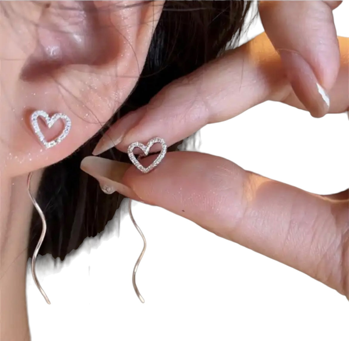 Drop Heart Stud Earrings