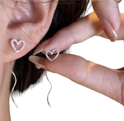 Drop Heart Stud Earrings