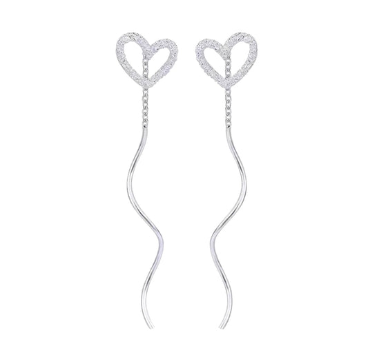 Drop Heart Stud Earrings