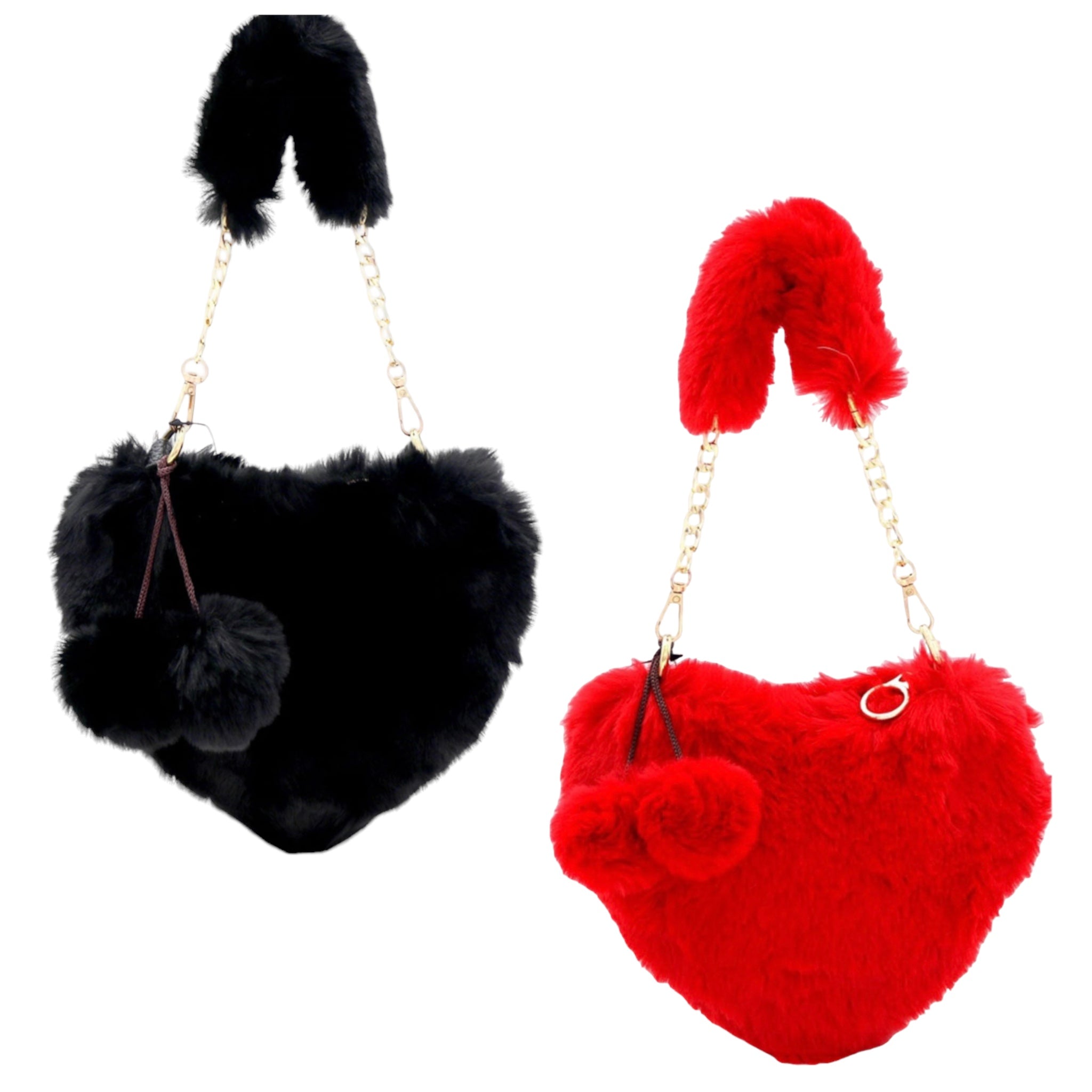 Yucurem Plush Underarm Bag Y2K Furry Purse Fluffy Tote Bag Autumn Winter Handbags  for Women (Red Heart) - Walmart.com