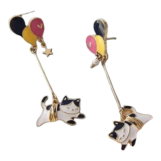 Up up and away kitty stud earrings