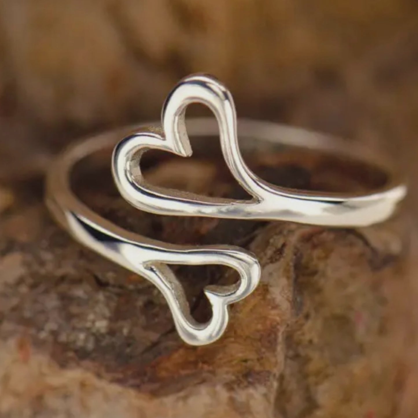 Double Heart adjustable Ring