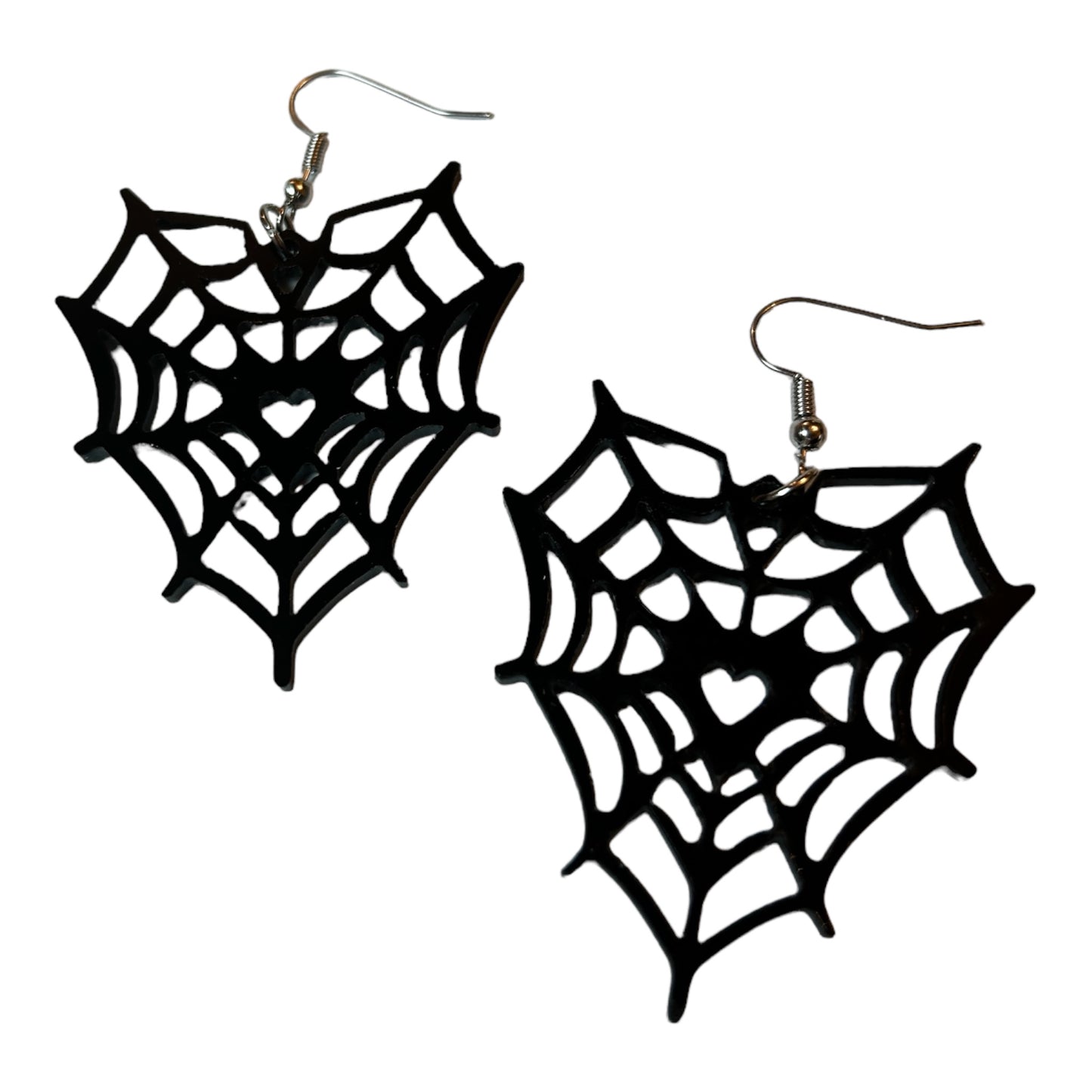 Heart Cobweb Dangle Earrings