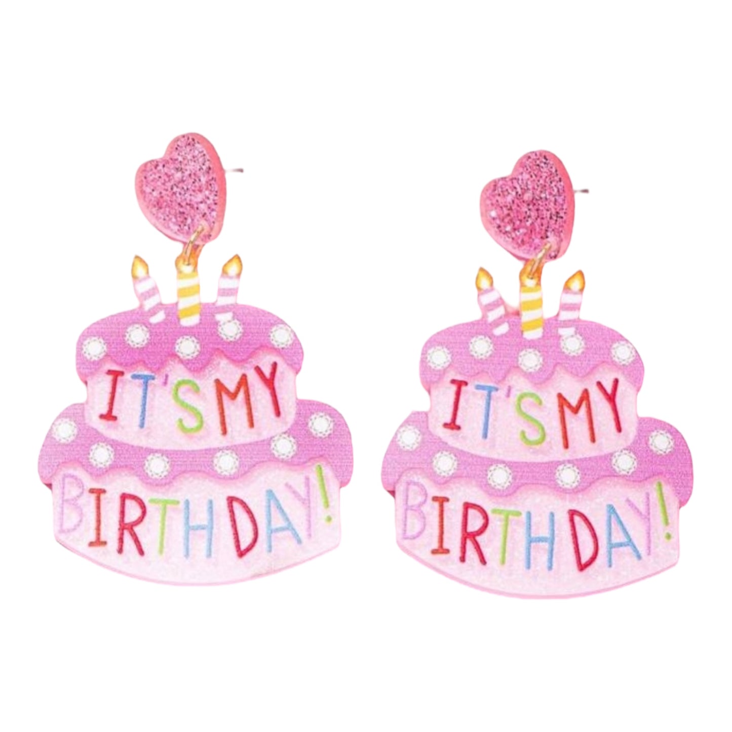 It’s My Birthday Cake Heart Stud Earrings