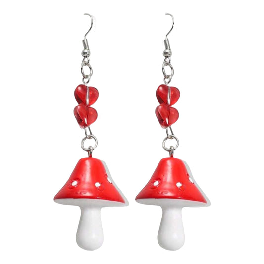 Red Mushroom Dangle Earrings