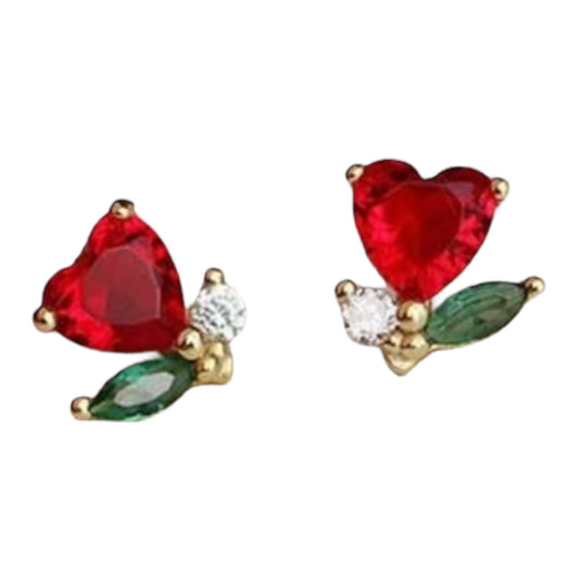 Heart Flower Rhinestone Studs