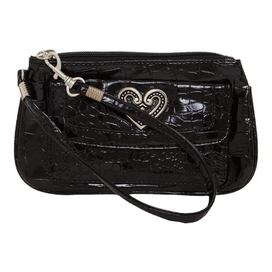 Vegan leather wristlet with Silver heart charm