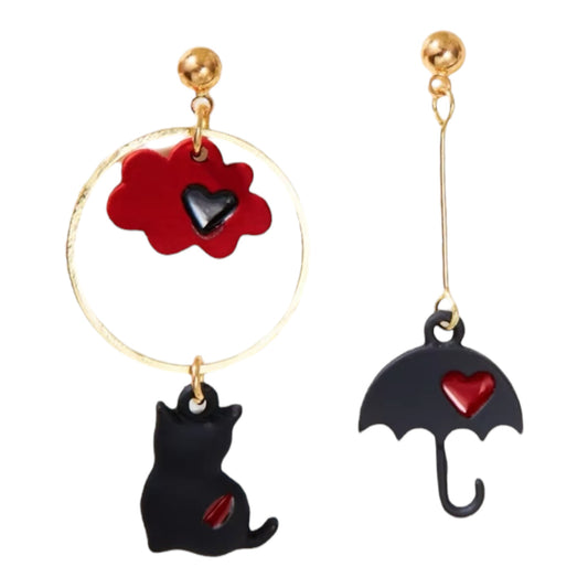 Umbrella Cat Stud Earrings