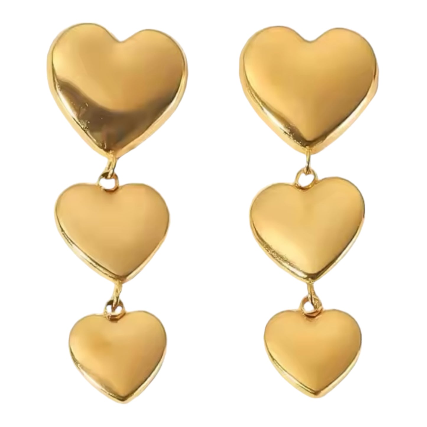 3 Cascading Hearts Stud Earrings