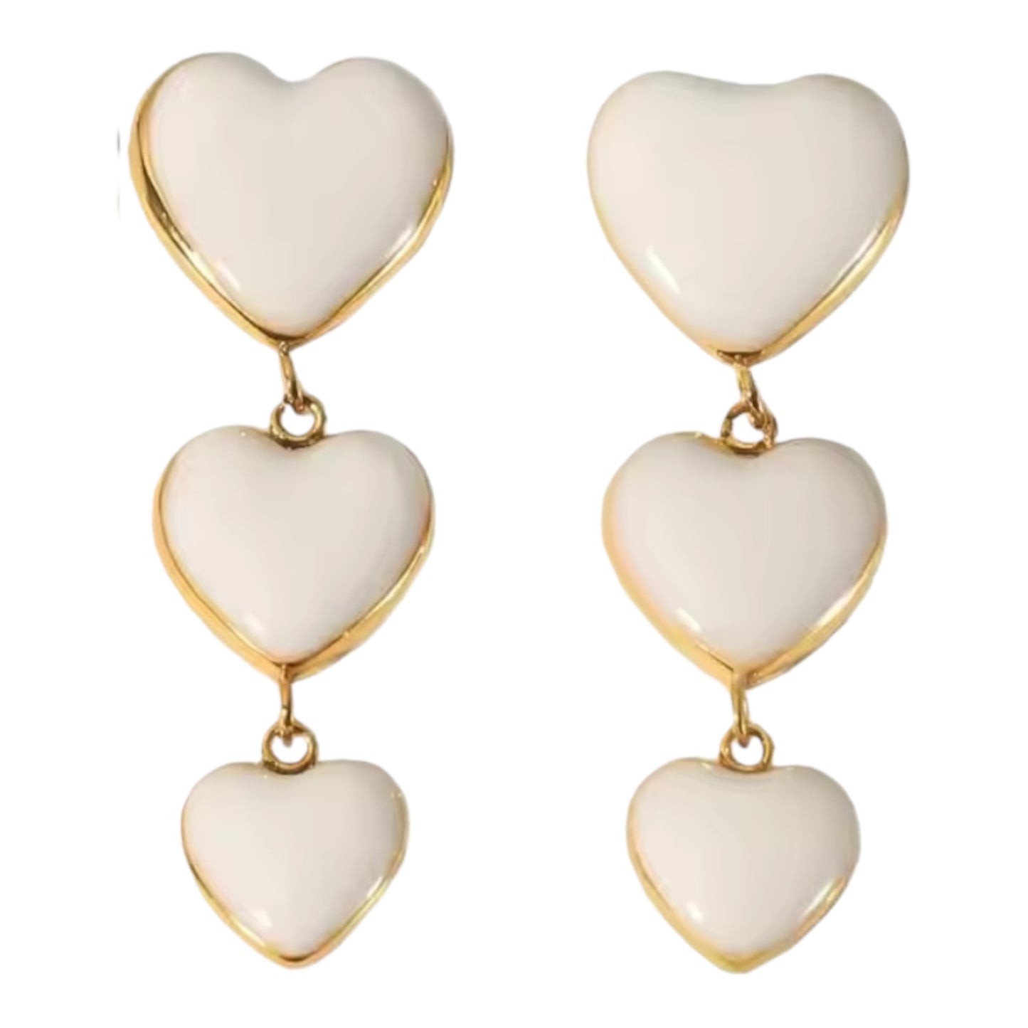 3 Cascading Hearts Stud Earrings