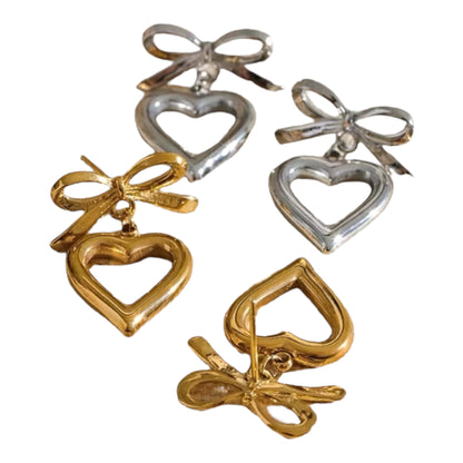 Bows and Heart Stud Earrings