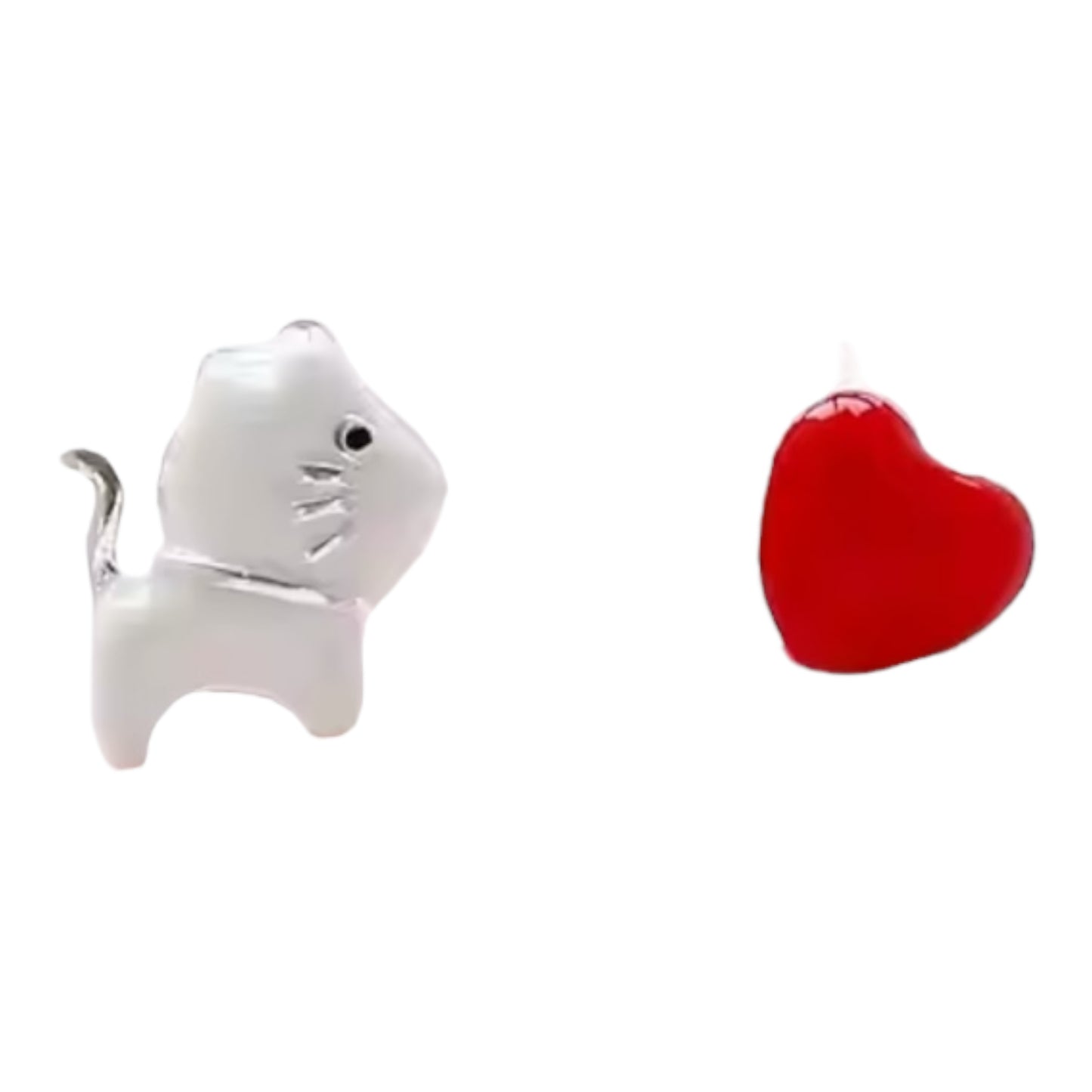 White Cat Heart Studs