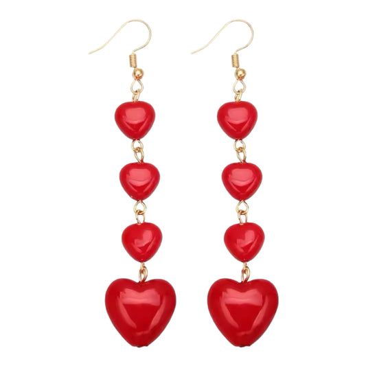 4 Heart Dangle Earrings