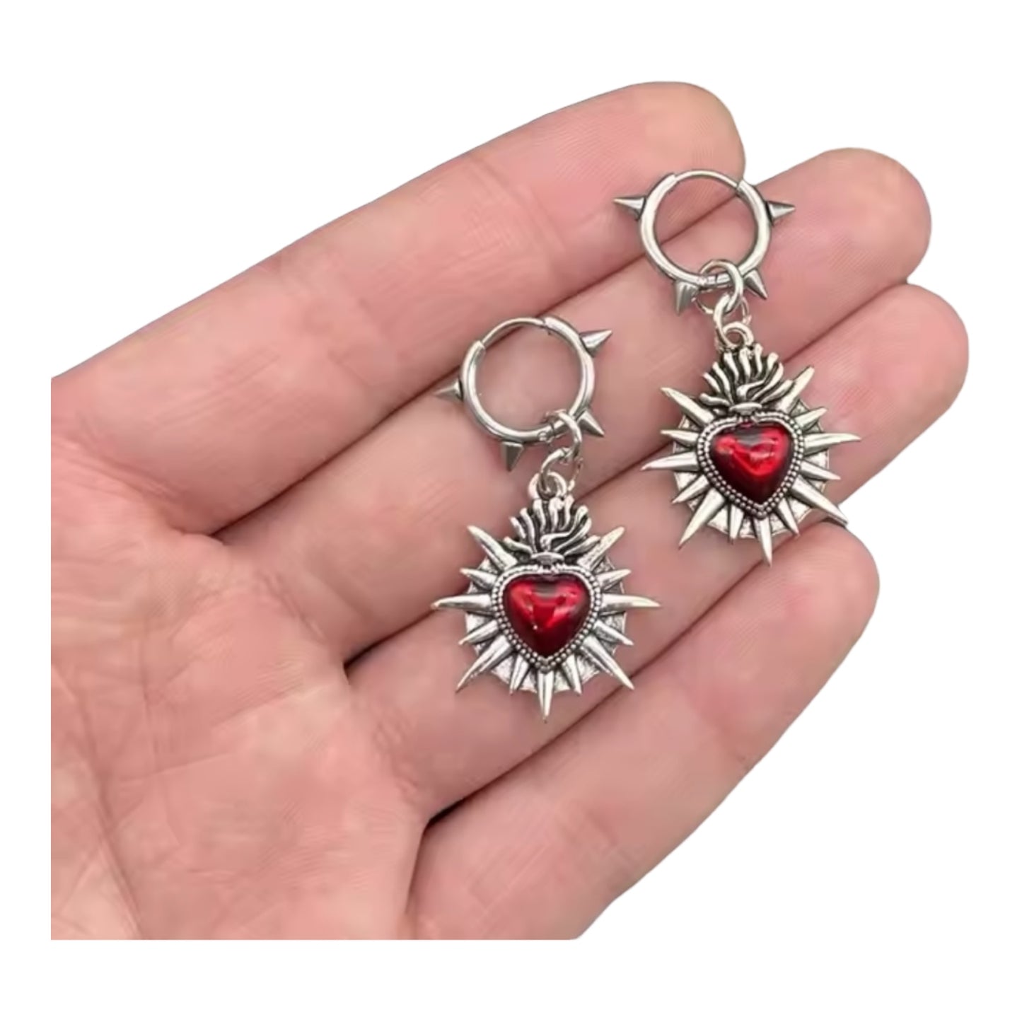 Spiked Heart Hoop Earrings