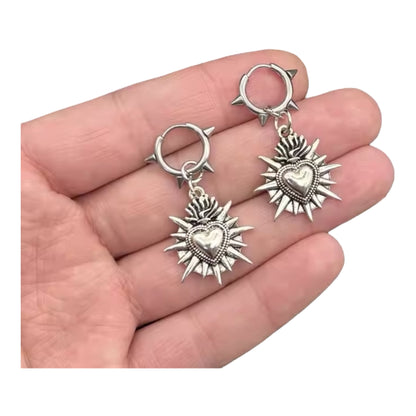 Spiked Heart Hoop Earrings