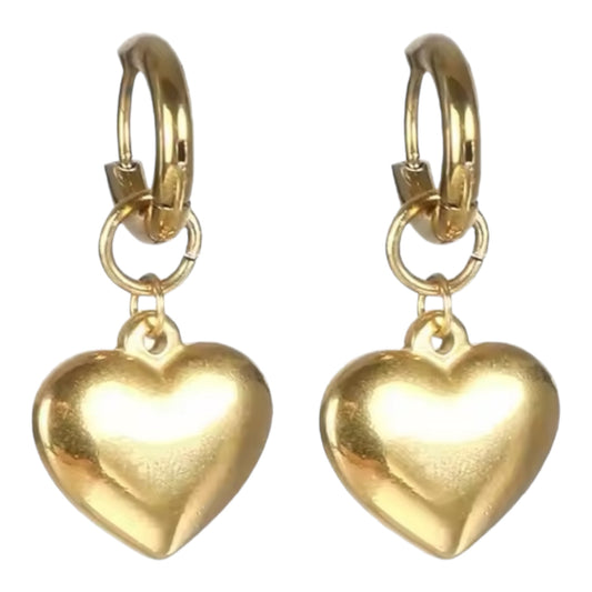 Heart Charm Hoop Earrings