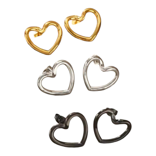 Gold Heart Stud Earrings