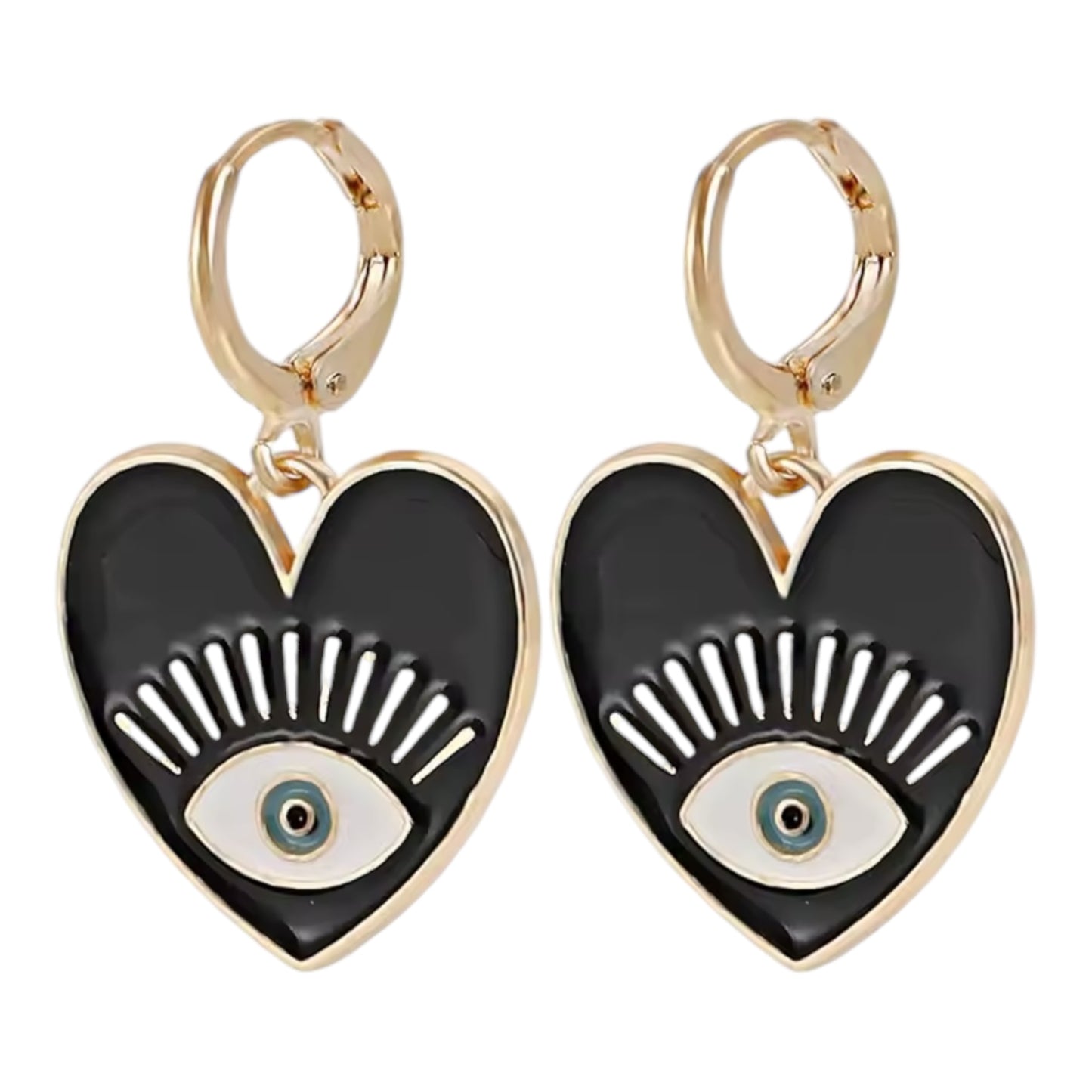 Evil Eye Heart Hoop Earrings