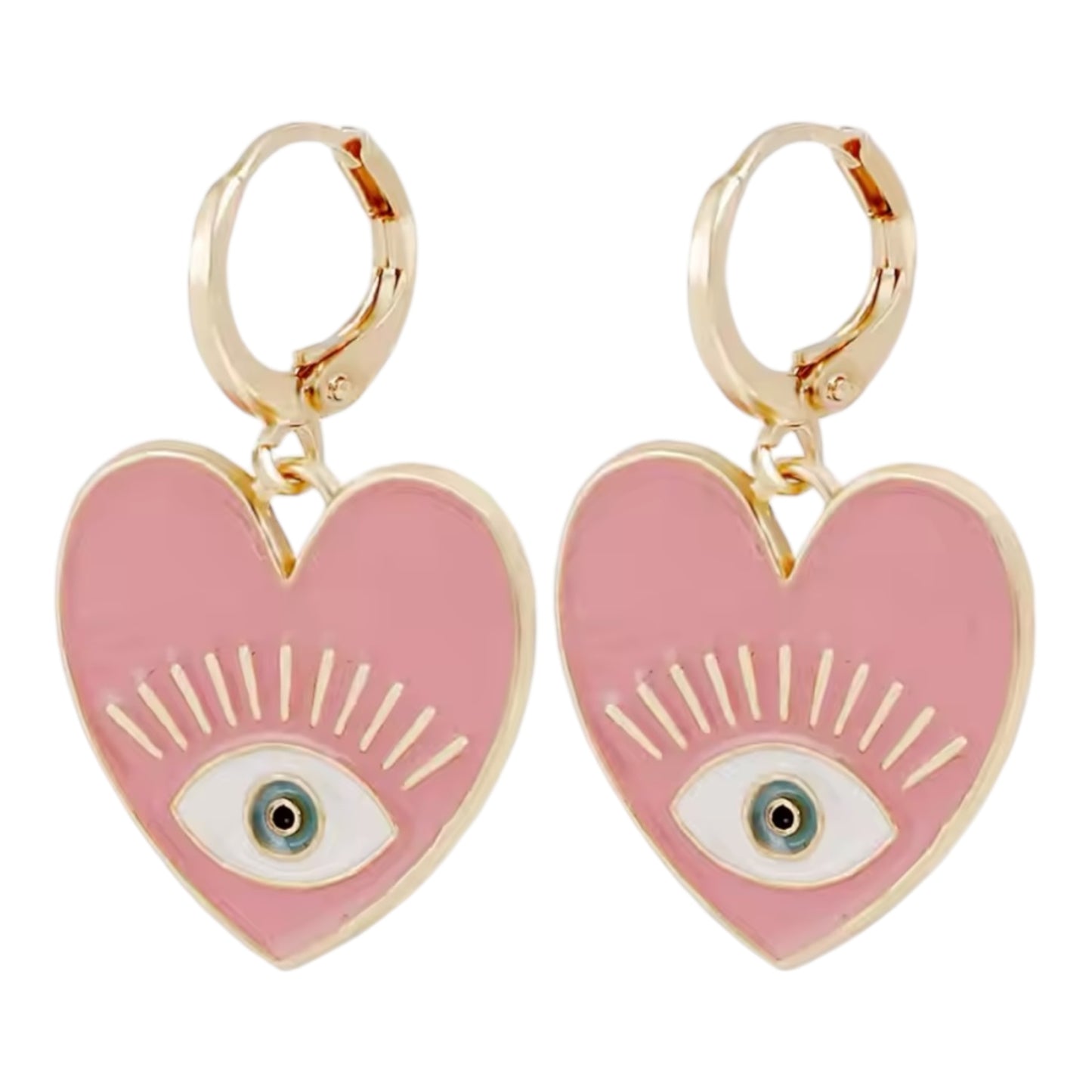 Evil Eye Heart Hoop Earrings