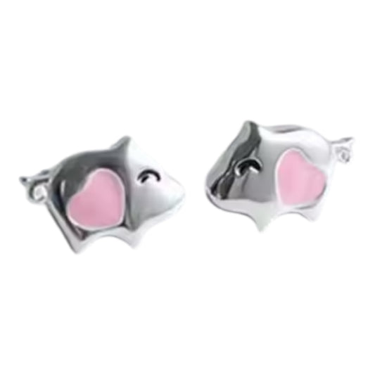 Heart Pig Stud Earrings