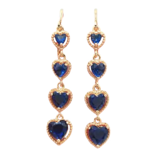 Blue zircon Heart Dangle Earrings