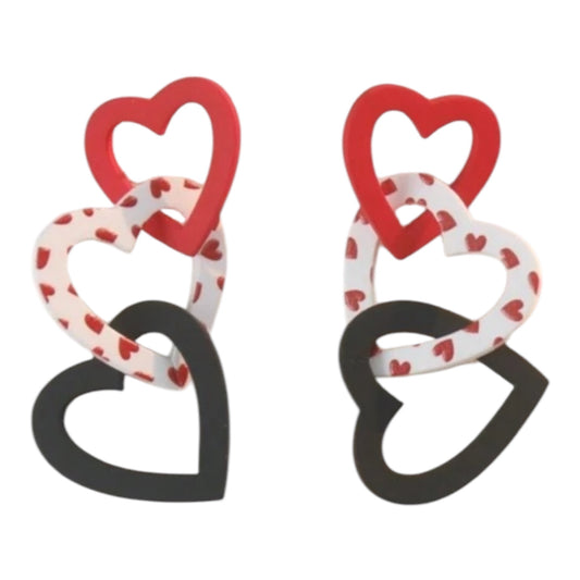 3 Heart Confetti stud earrings