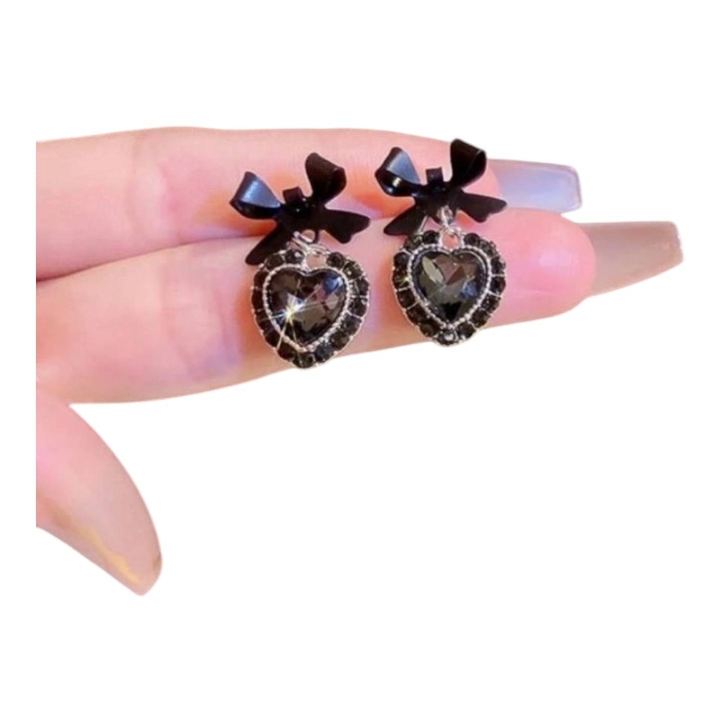 Black Bow Rhinestone Stud Earrings