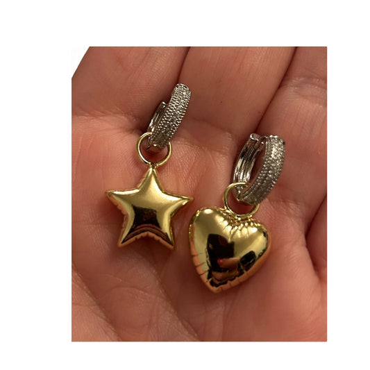 Heart and Star Hoop Earrings