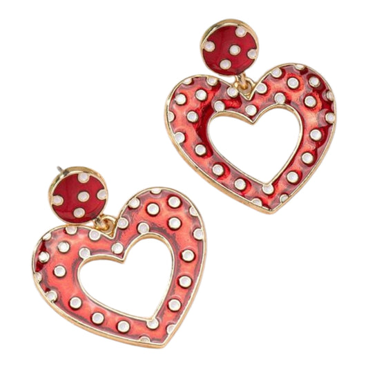 Heart Polka Dot Stud Earrings