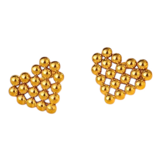 Beaded Heart Stud Earrings